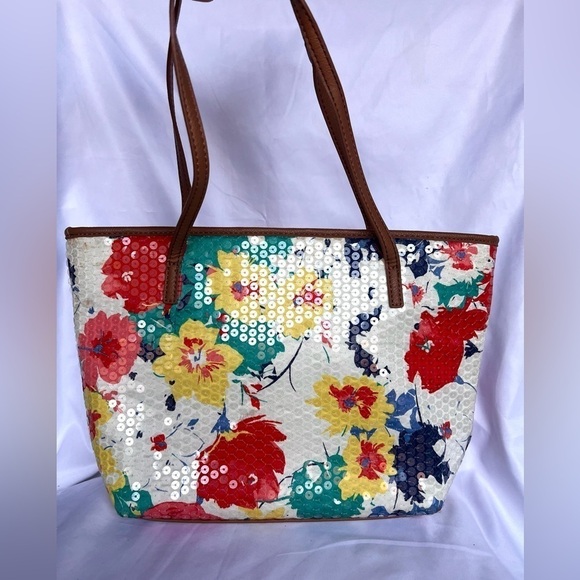 Nine West It Girl Sequin Floral Tote Purse - Picture 3 of 14
